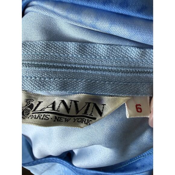 Vintage Lanvin Maxi Dress Gown Retro Blue Long Sleeve Geometric Retro Funky Sz 6 - Picture 14 of 15